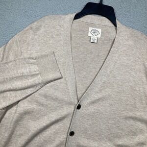 St Johns Bay Cardigan Women XXL Beige V-Neck Button Front Cotton Blend Knit